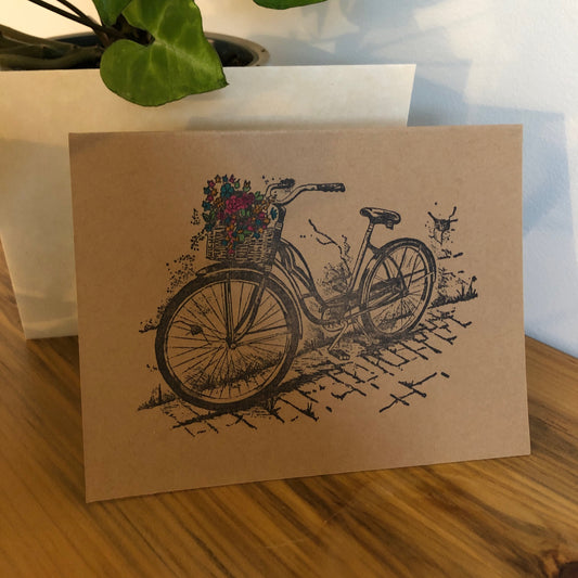 Greeting Card: Bike & Basket (Blank Inside)